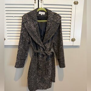 Calvin Klein Women's Patterned Gray Trench Coat